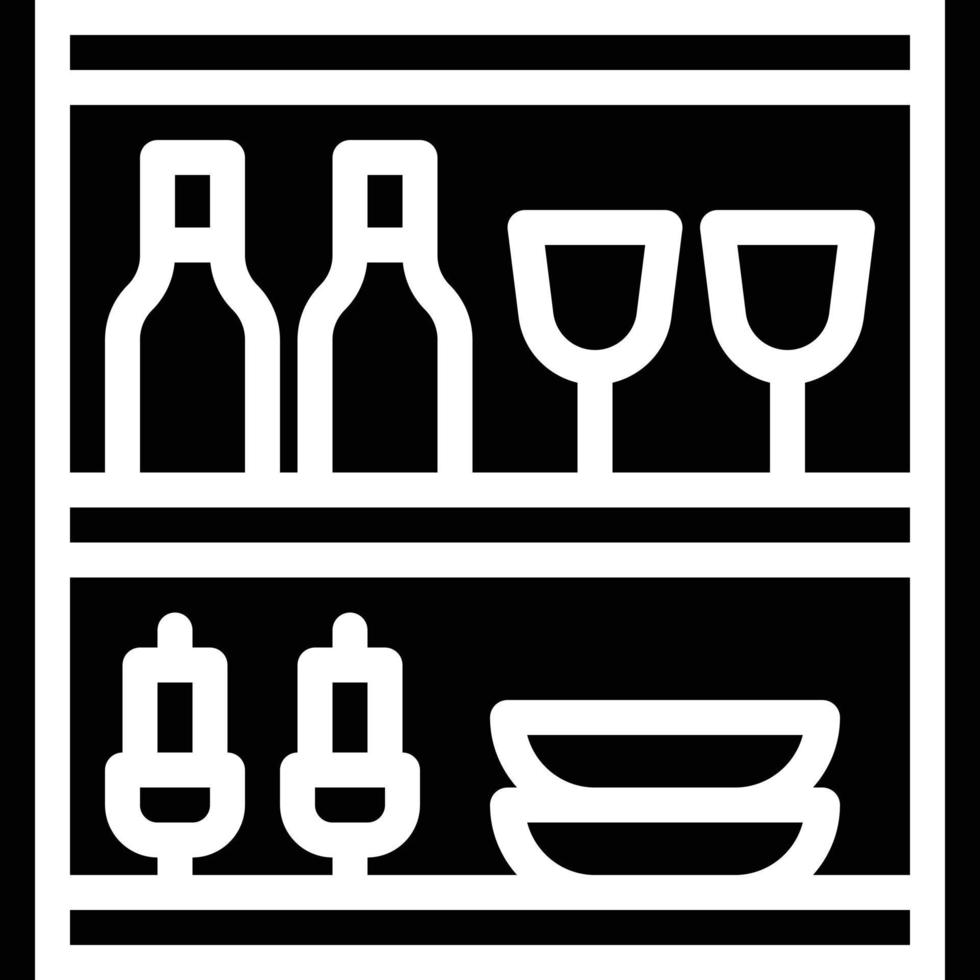 shelves dinning wine storage furniture house - solid icon vector