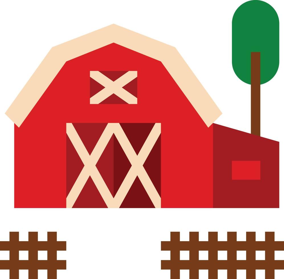 edificio de granja de granero - icono plano vector