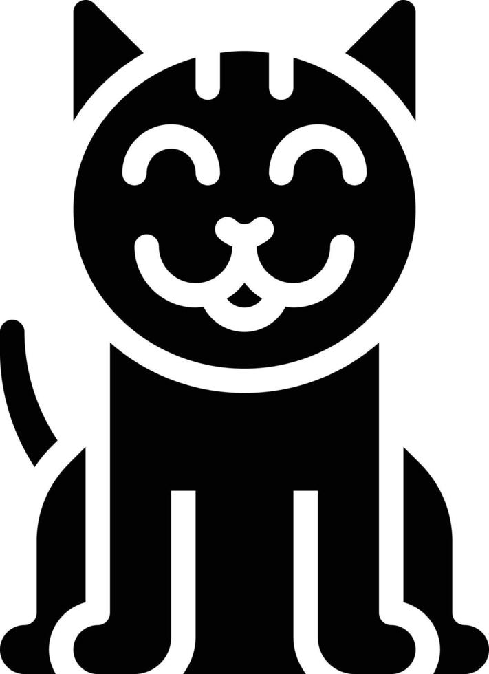 mascota gato sonrisa canina - icono sólido vector