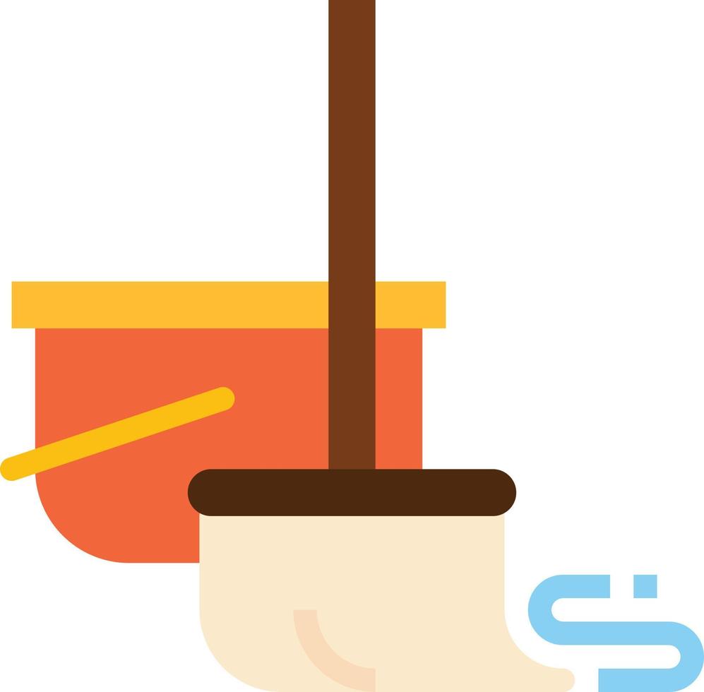 mop bucket cleaning - flat icon vector