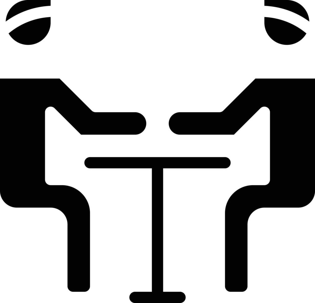 meeting chat discussing table partnerships - solid icon vector