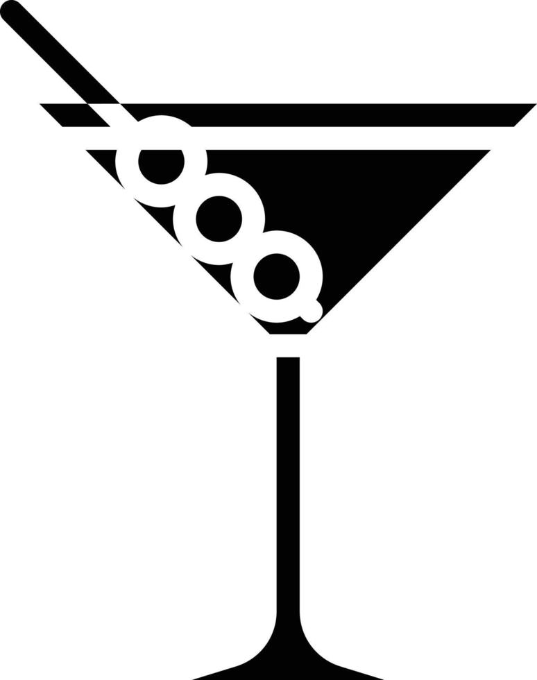 cocktail olive glass alcohol beverage - solid icon vector
