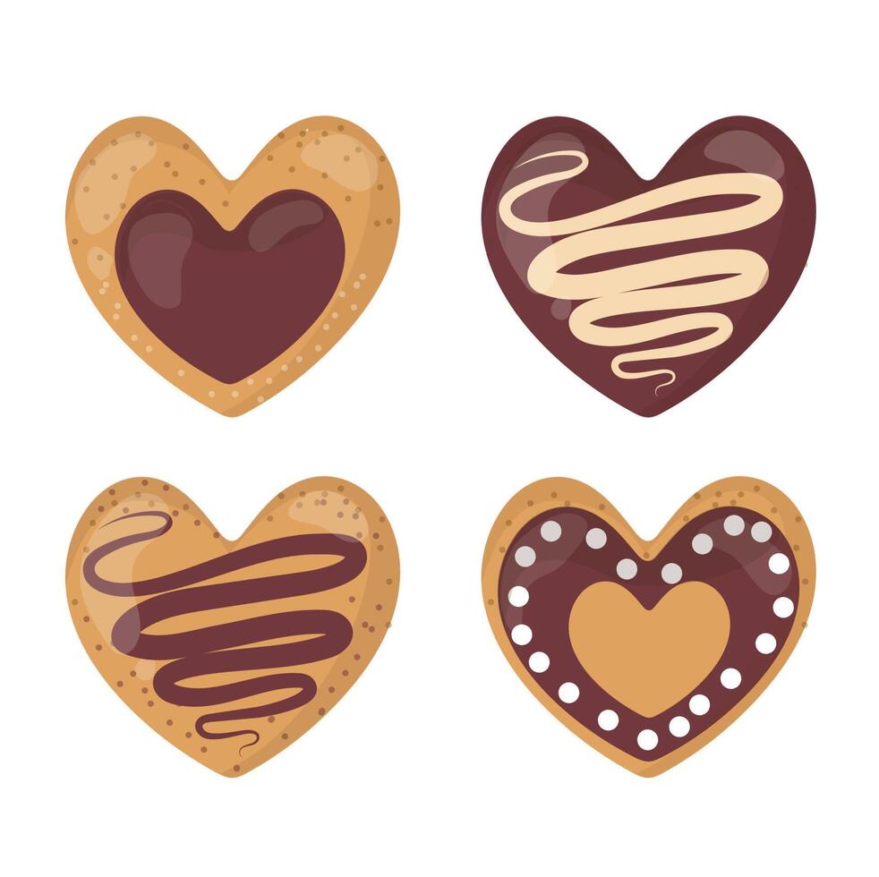 appetizing tasty gingerbread in the form of hearts vector