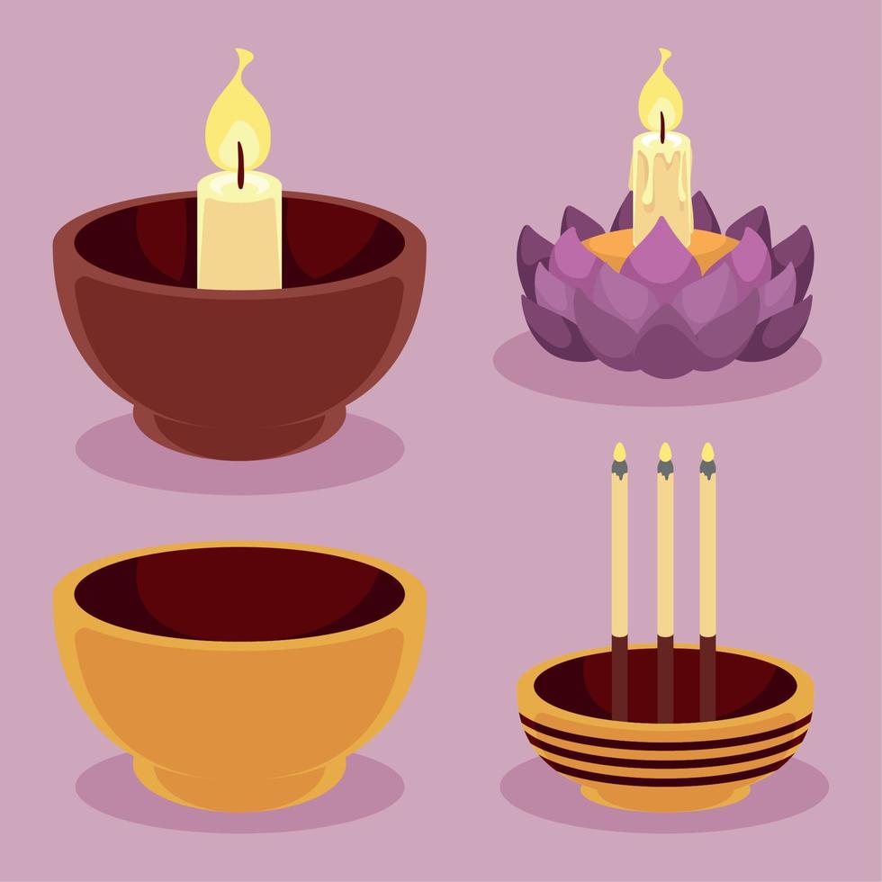 loy krathong cuatro decoraciones vector