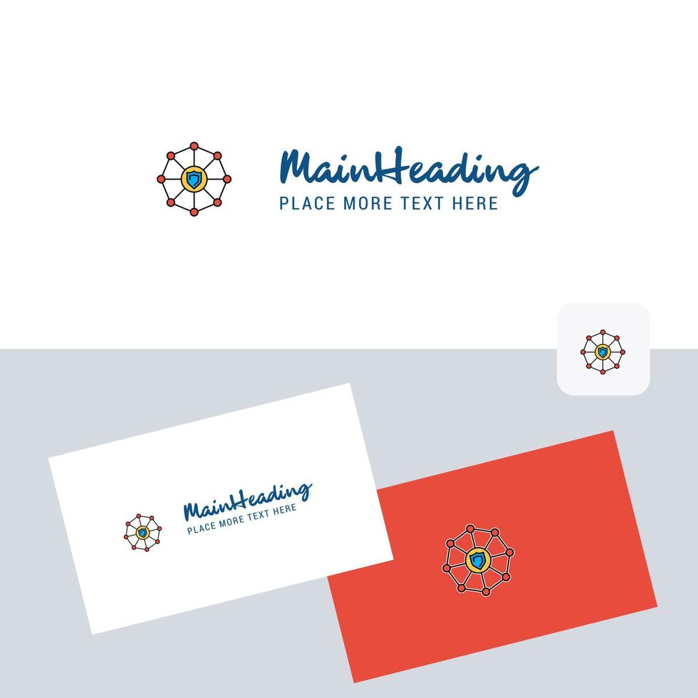Sheild protected vector logotype with business card template Elegant corporate identity Vector