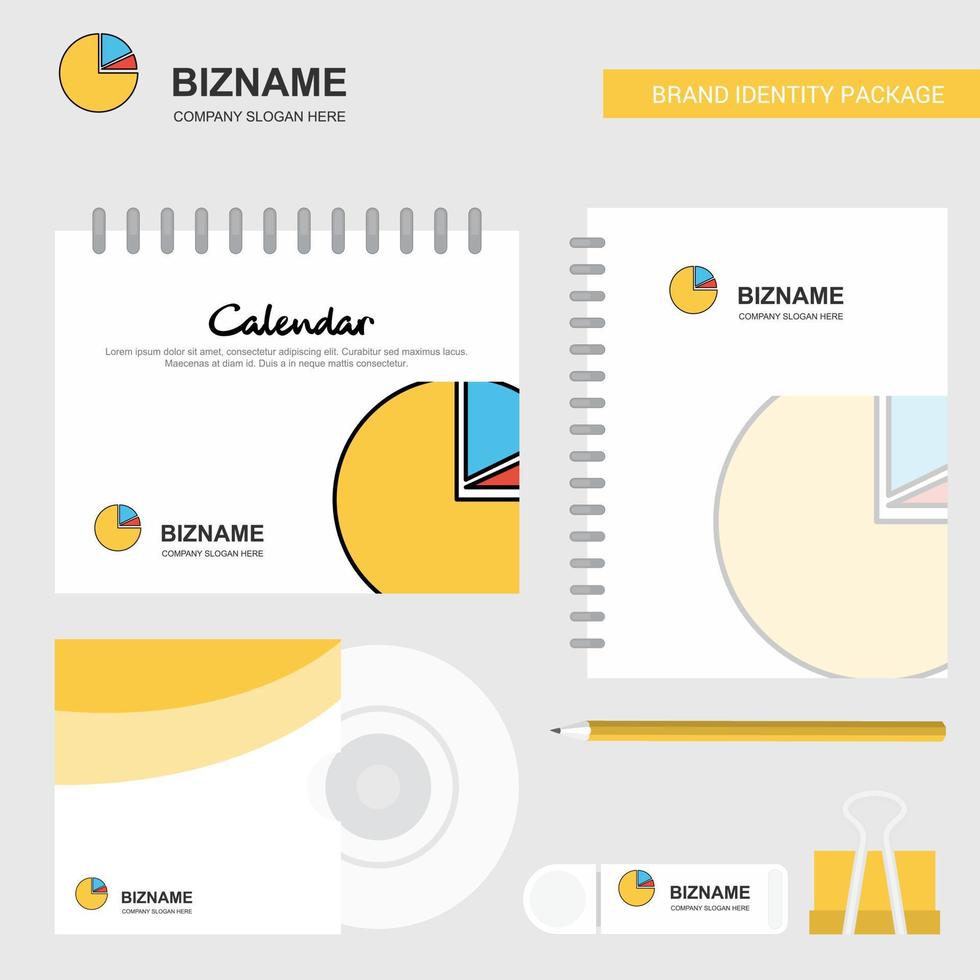 Pie chart Logo Calendar Template CD Cover Diary and USB Brand Stationary Package Design Vector Template