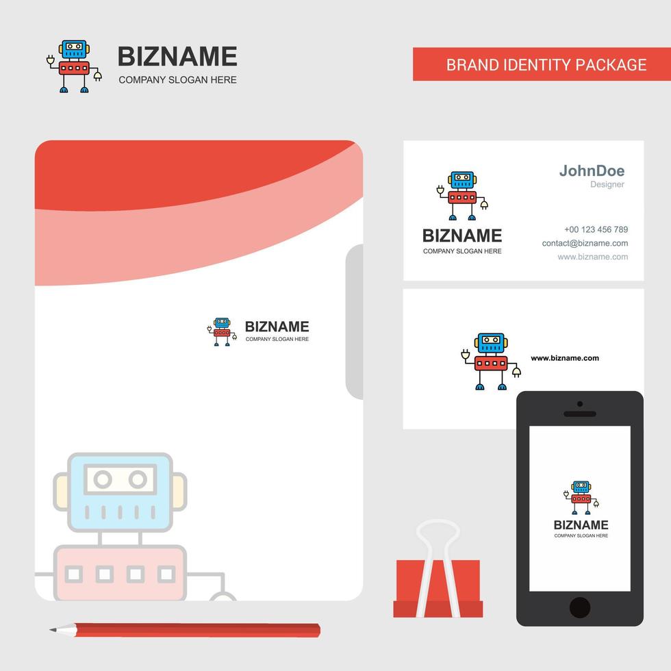 Robotics Business Logo File Cover Visiting Card and Mobile App Design Vector Illustration