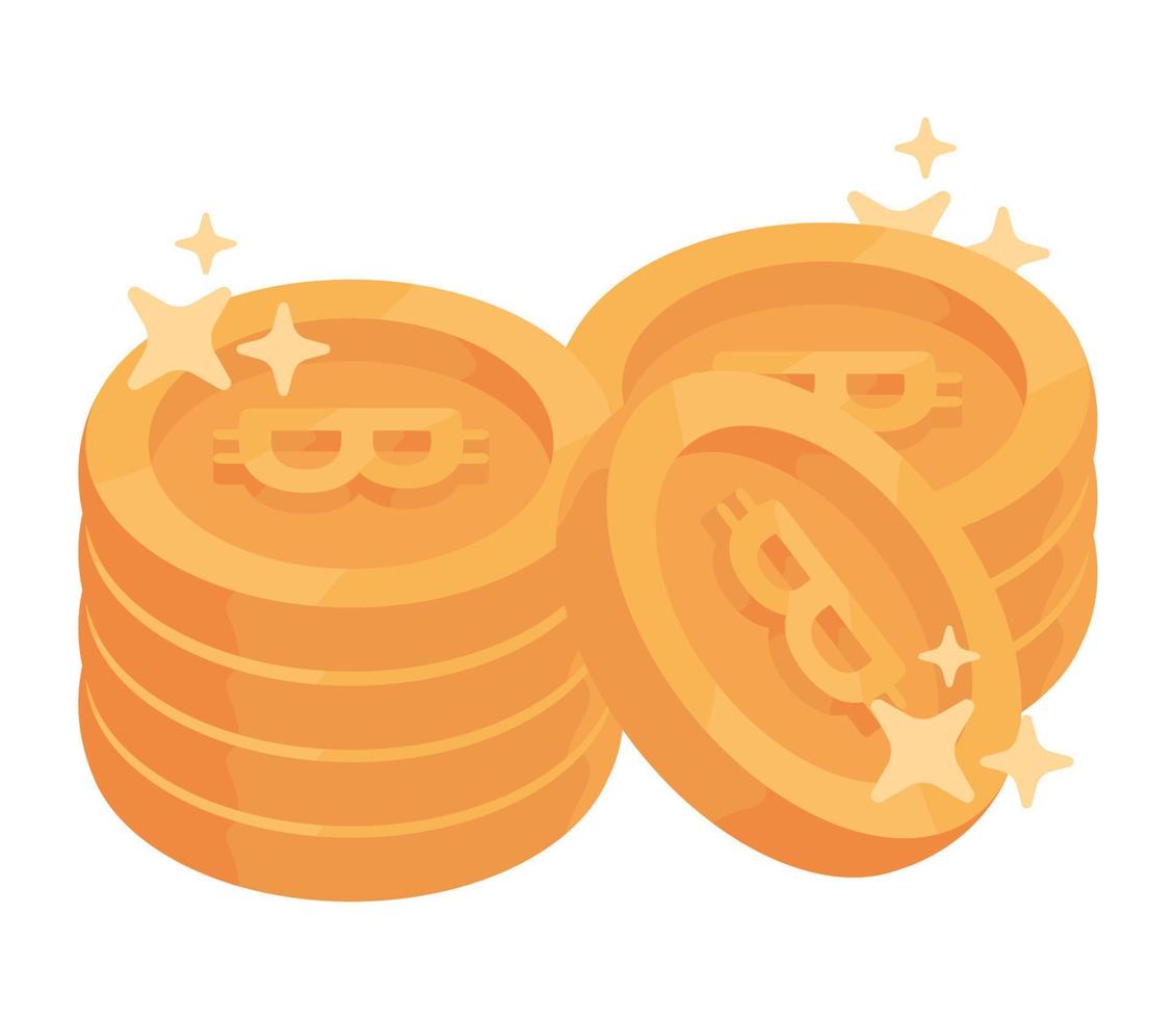 golden bitcoins crypto money vector