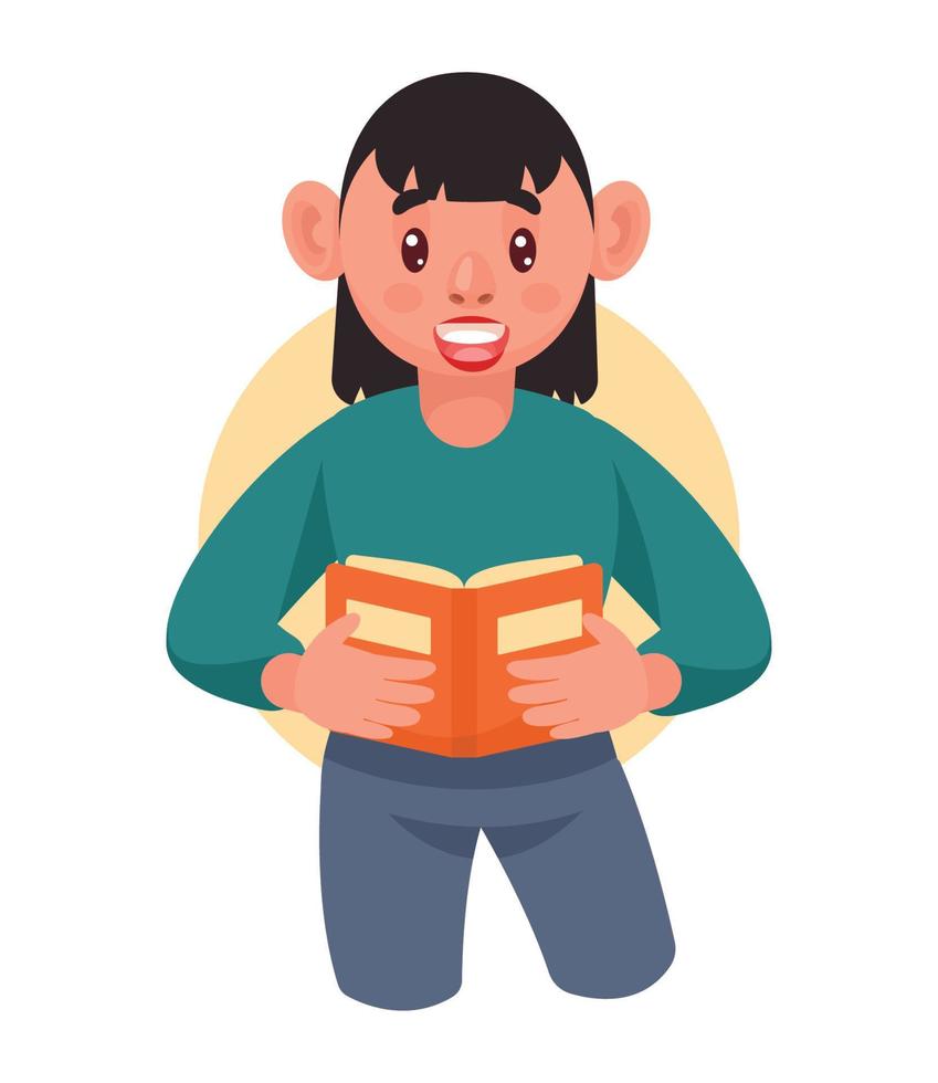 female reader with book vector