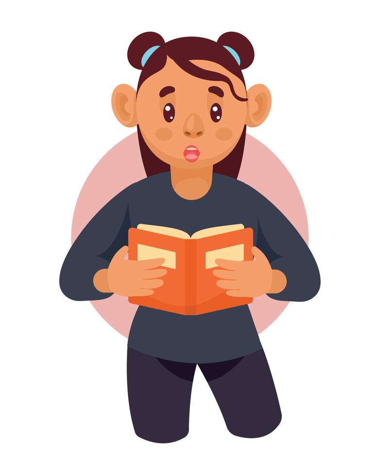 young woman reader with book vector