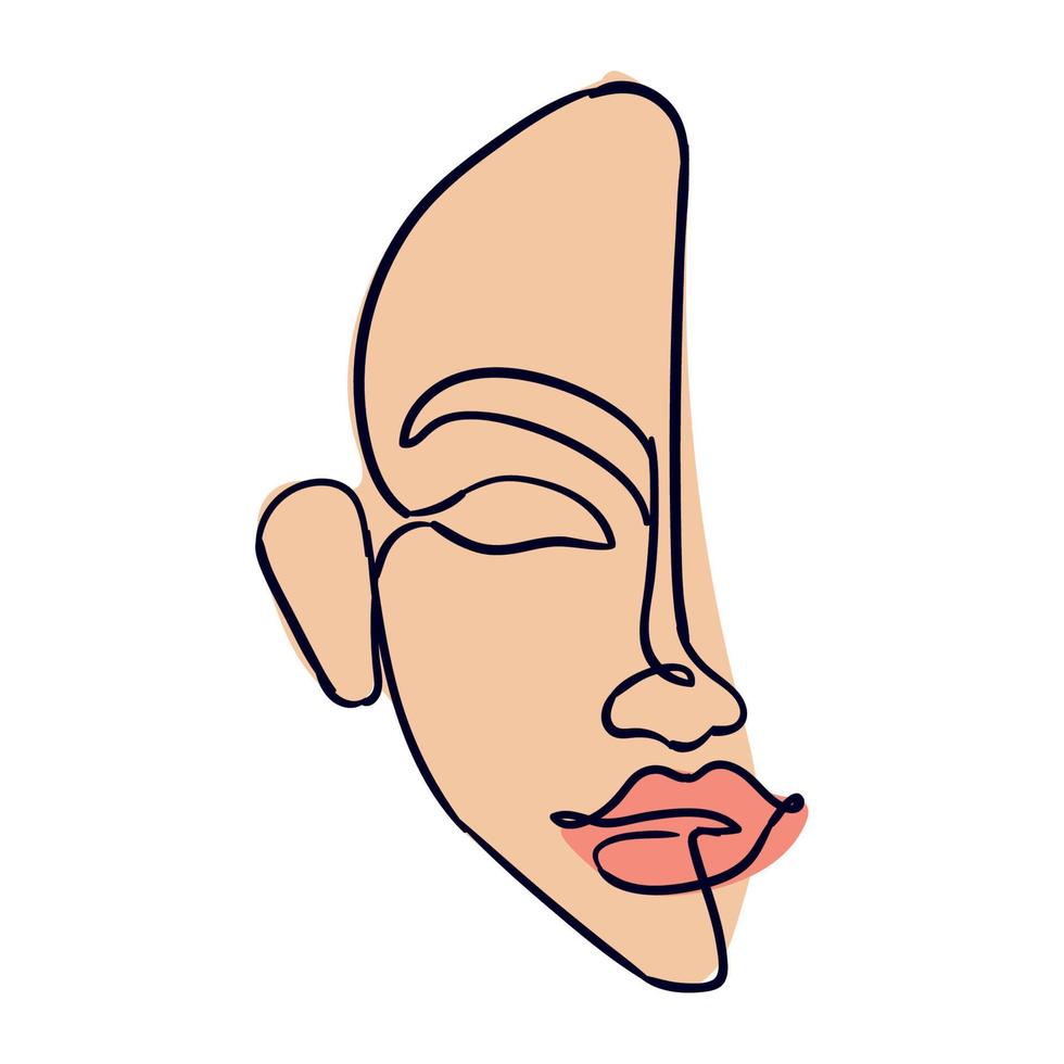 half woman face line drawing vector
