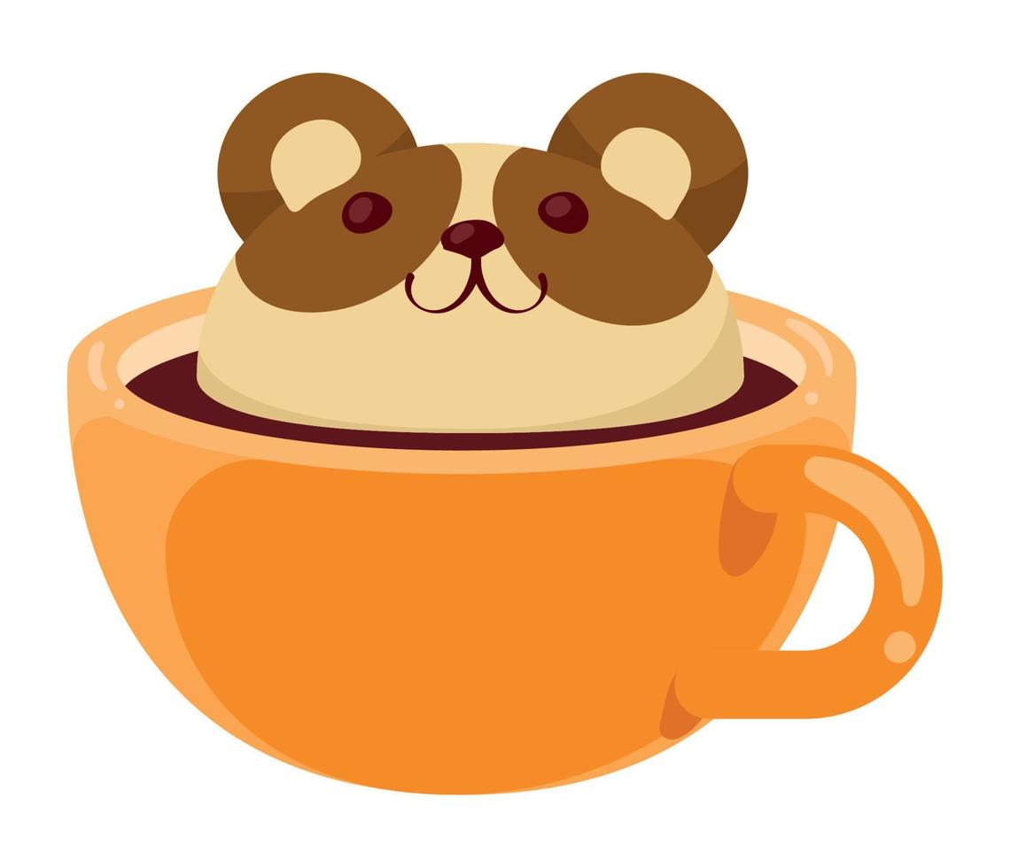 kawaii mouse in coffee cup vector