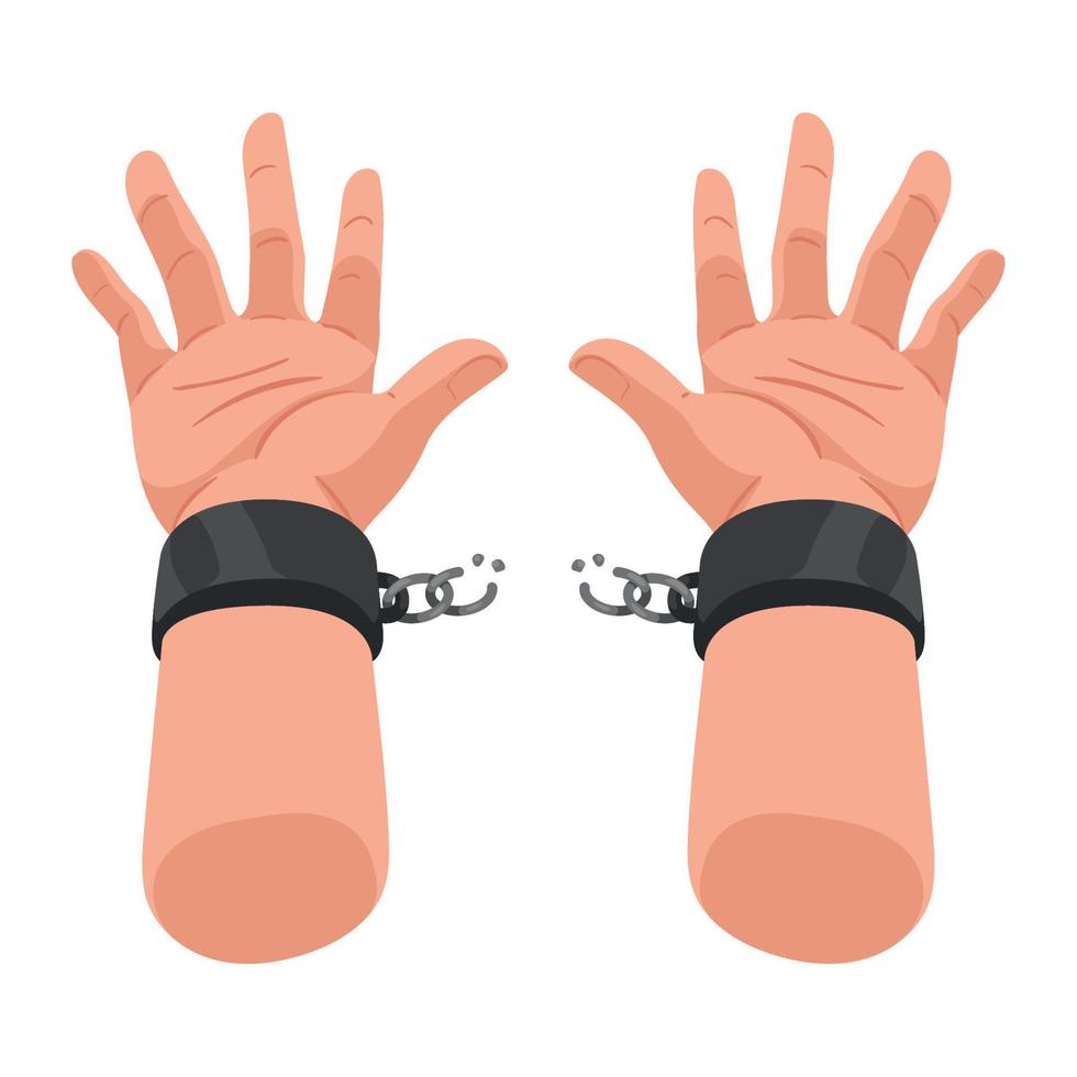 slave hands breaking handcuffs vector