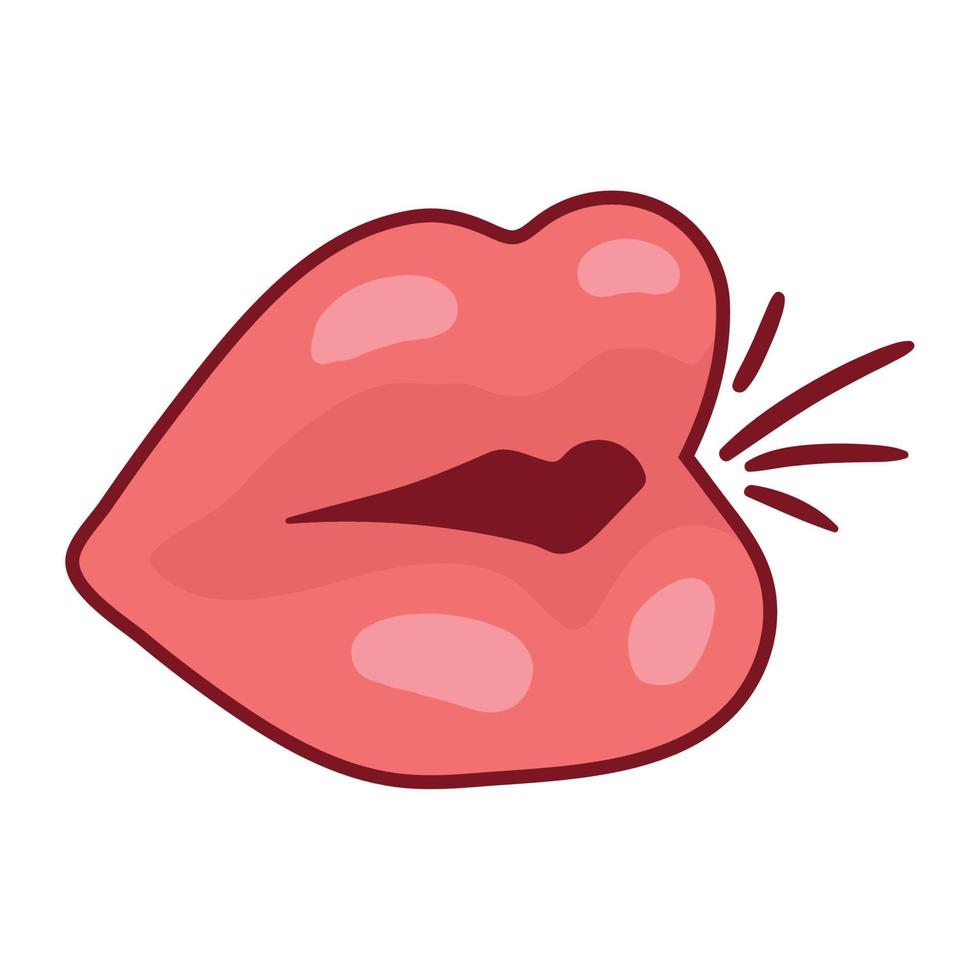 mouth kissing sticker retro vector