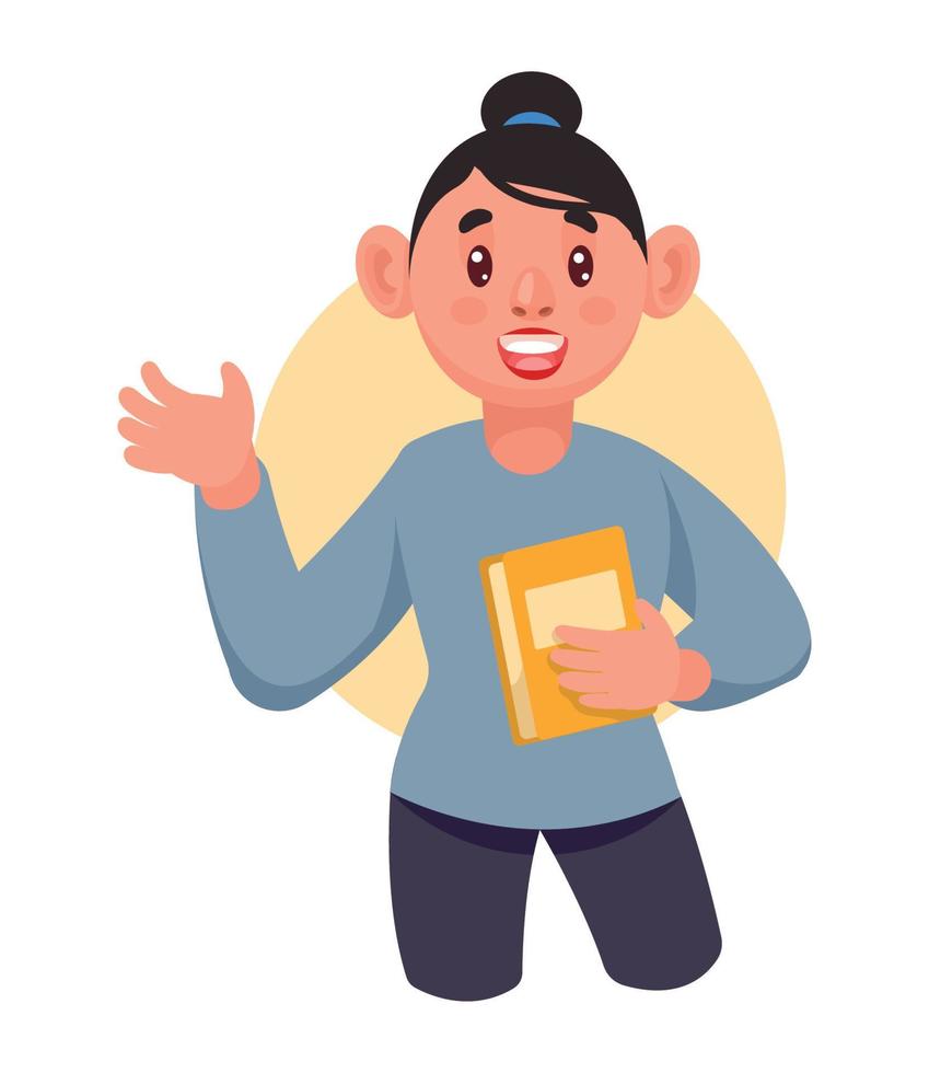happy female reader with book vector
