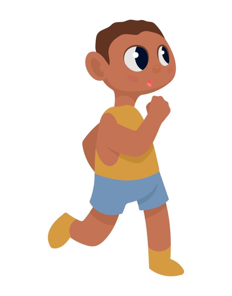 afro little boy running vector
