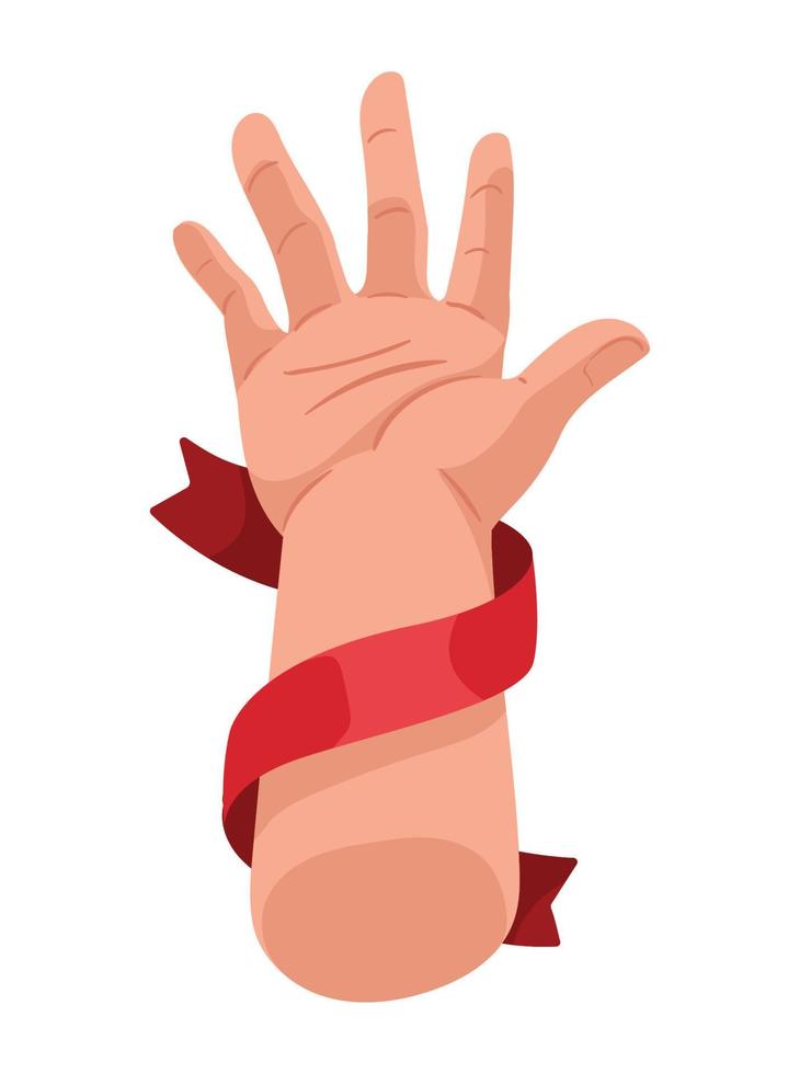 hand with red ribbon campaign vector