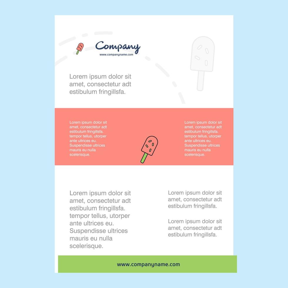 Template layout for Ice cream comany profile annual report presentations leaflet Brochure Vector Background