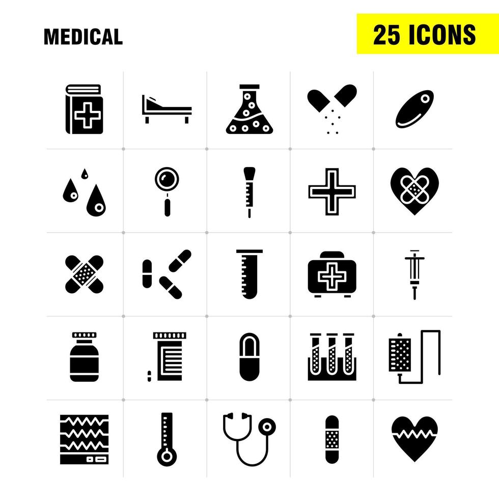 Medical Solid Glyph Icon Pack For Designers And Developers Icons Of Health Healthcare Medical Bandage Breakup Broken Heart Medical Vector