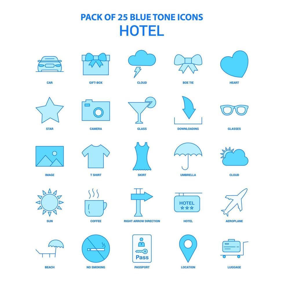 Hotel Blue Tone Icon Pack 25 Icon Sets vector