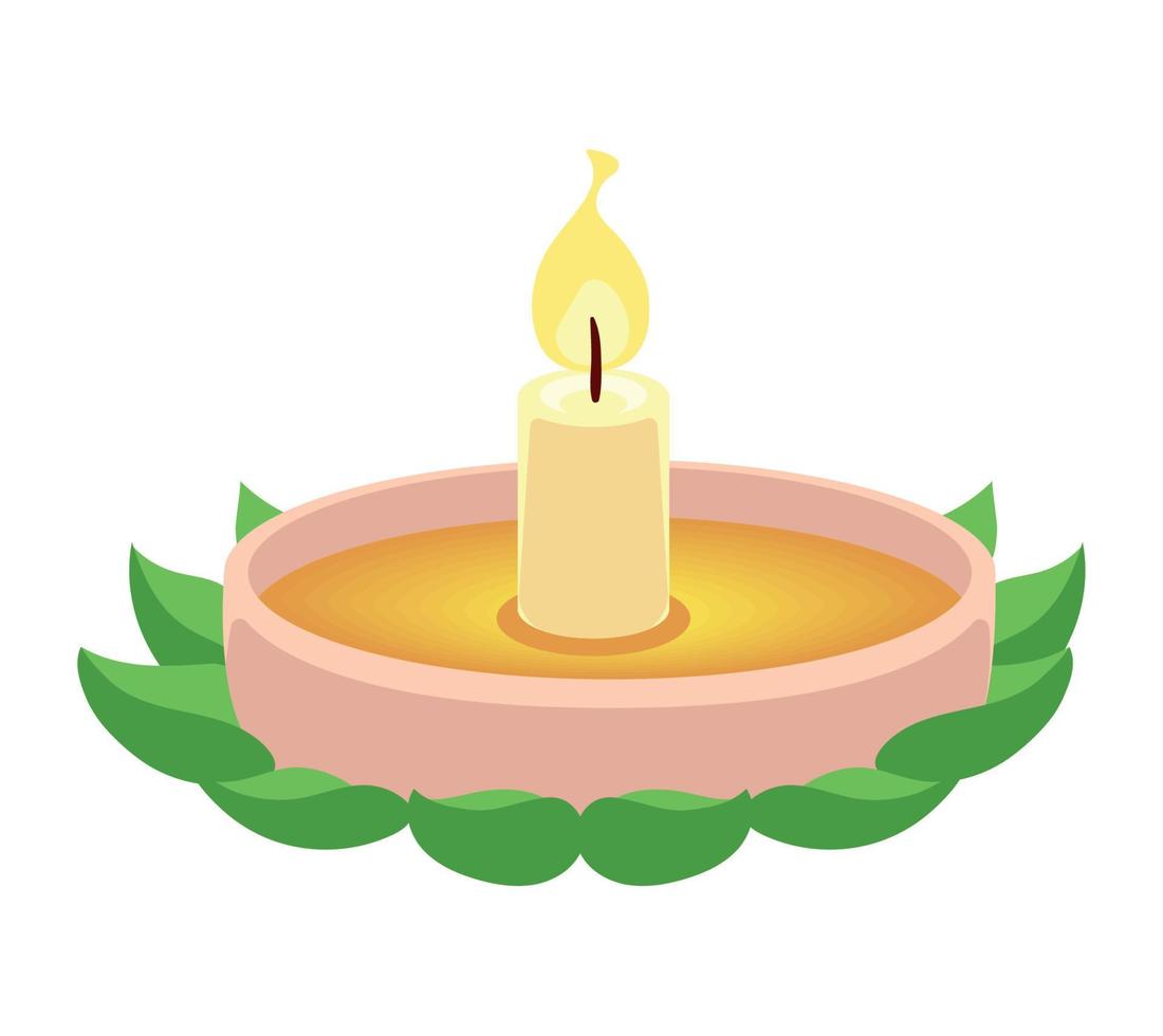 loy krathong candle and leafs vector