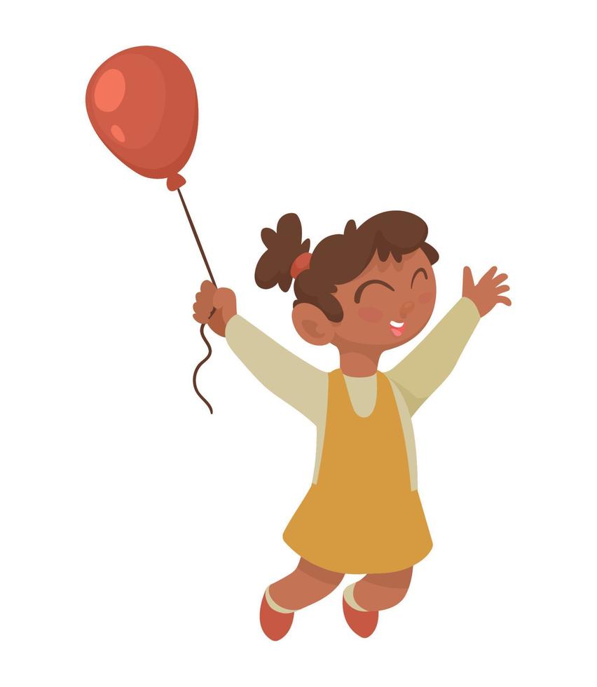 little girl with balloon helium vector