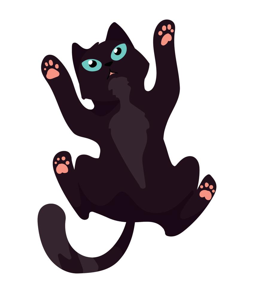 jugando a la mascota del gato negro vector