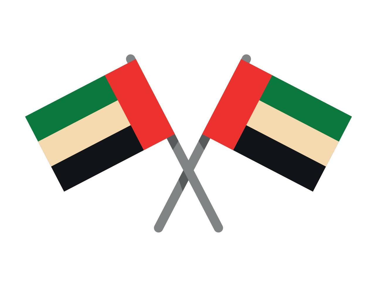 UAE flags in poles crossed vector