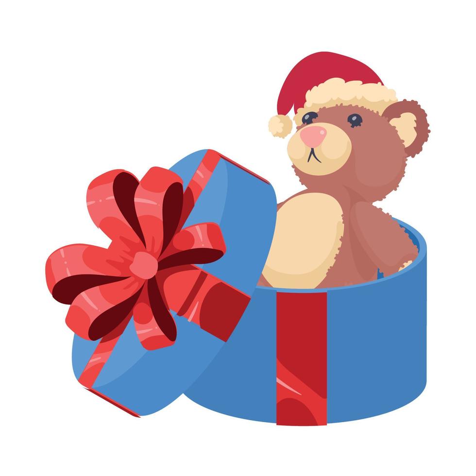 teedy with santa hat in gift vector