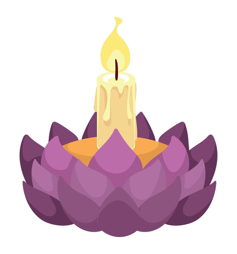 loy krathong candle in purple floral vector