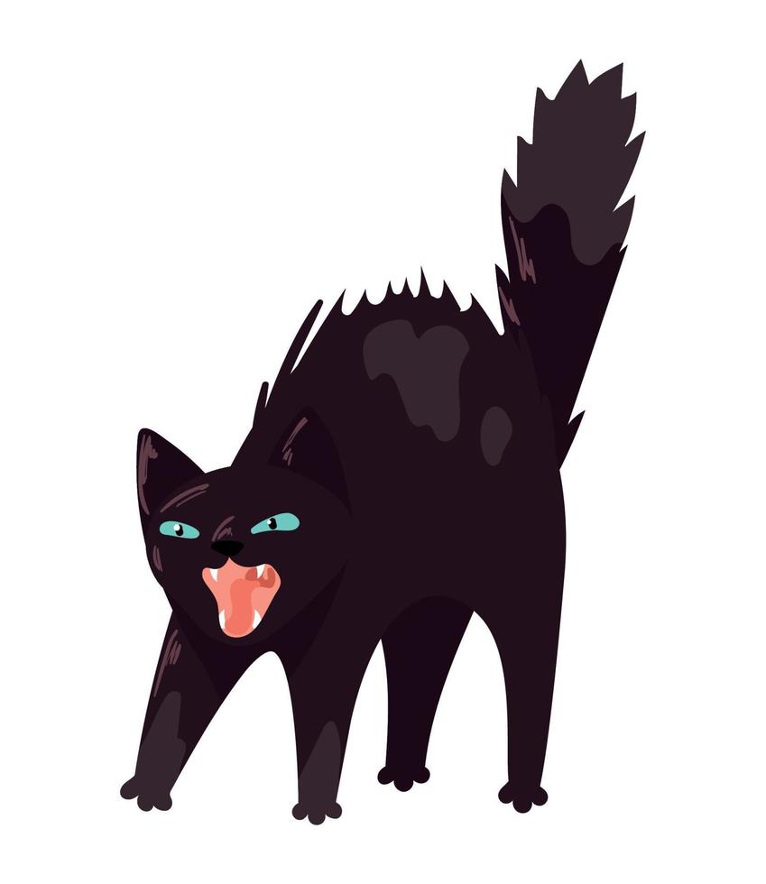 bristling black cat mascot vector