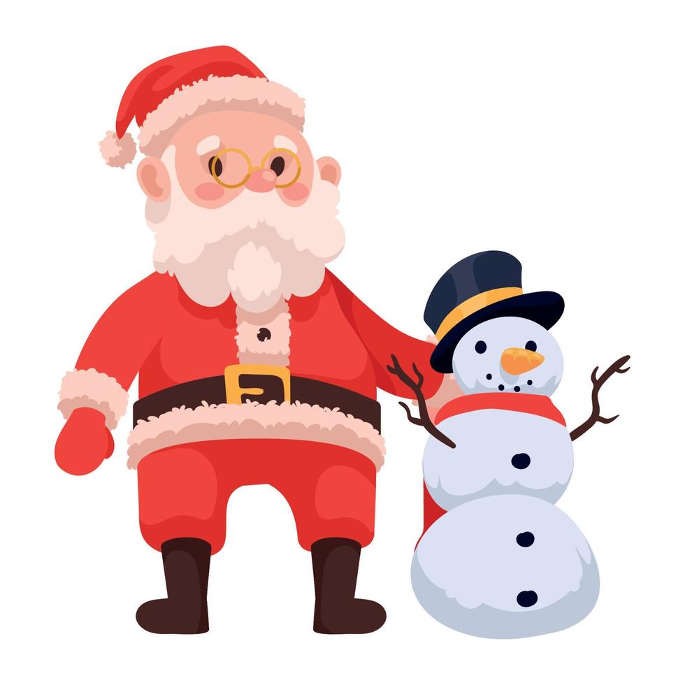 santa claus with snowman vector