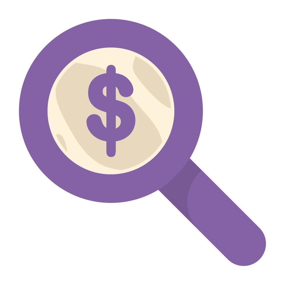 magnifying glass and dollar glassmorphism vector