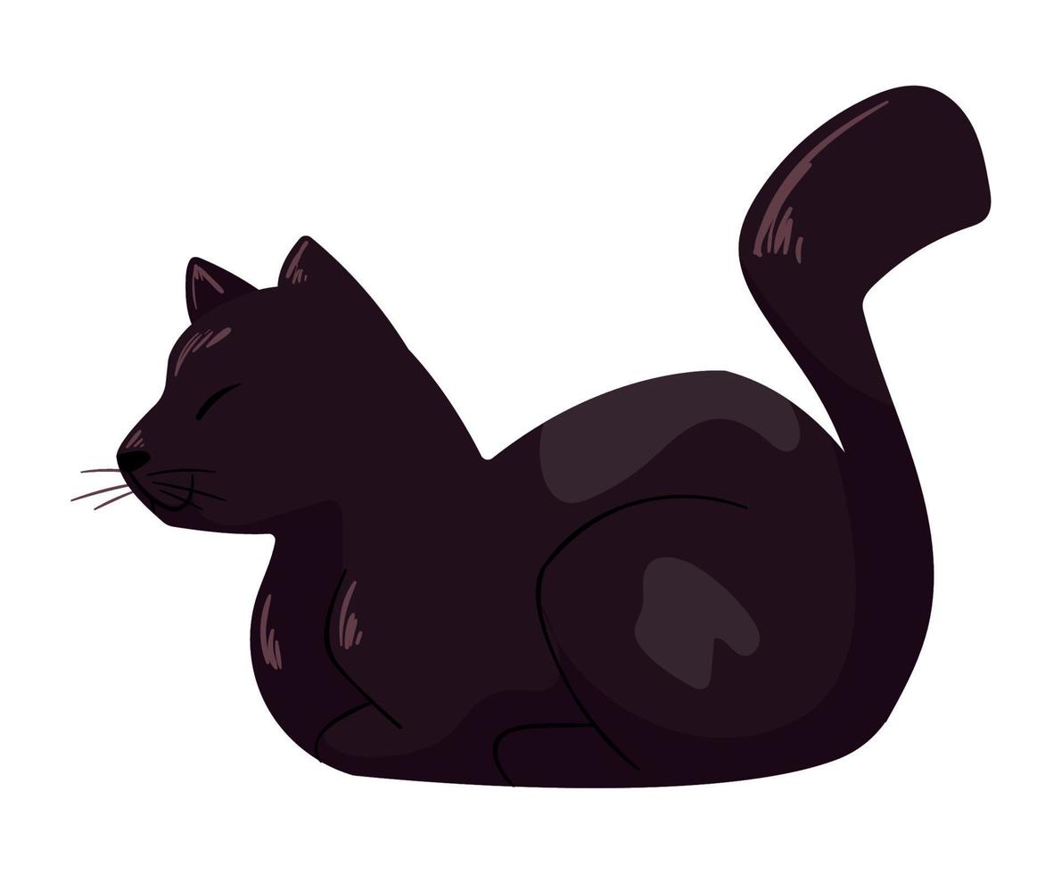 black cat sleeping mascot vector