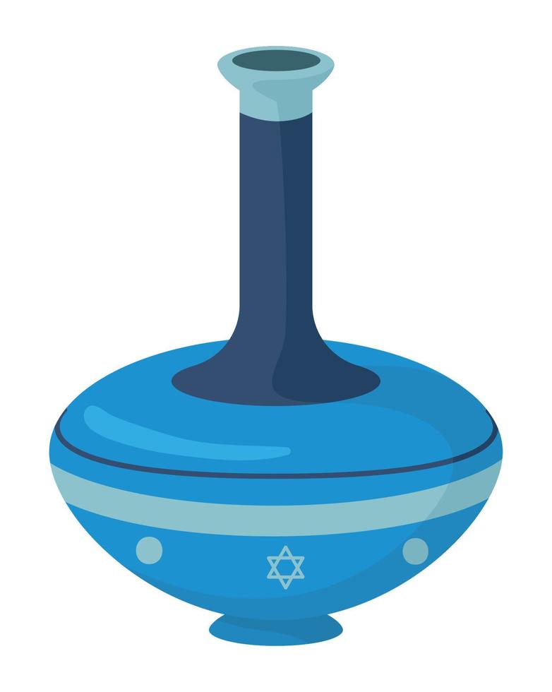 jewish blue wooden spinning top vector