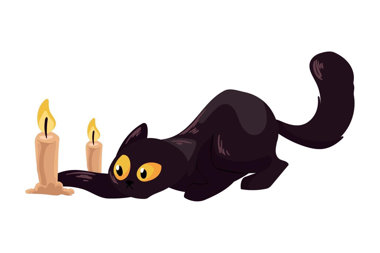 halloween cat with candles vector