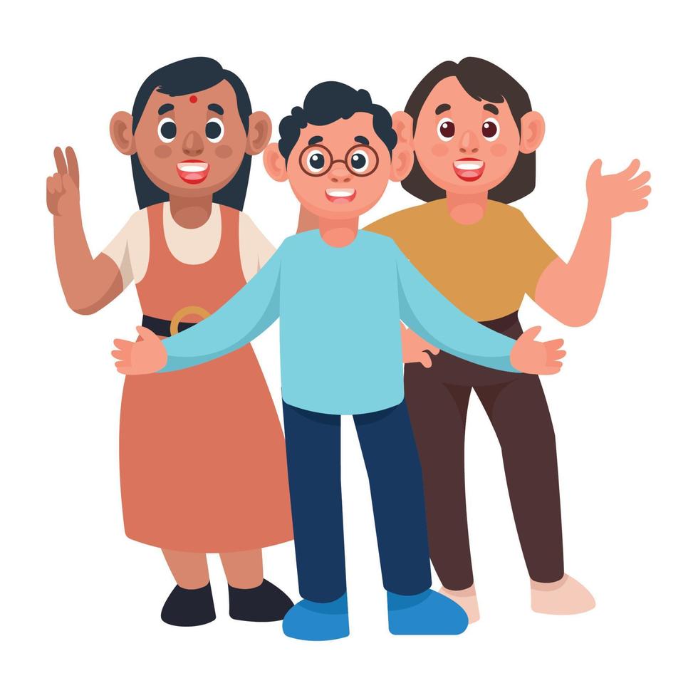 tres personajes de personas de diversidad vector