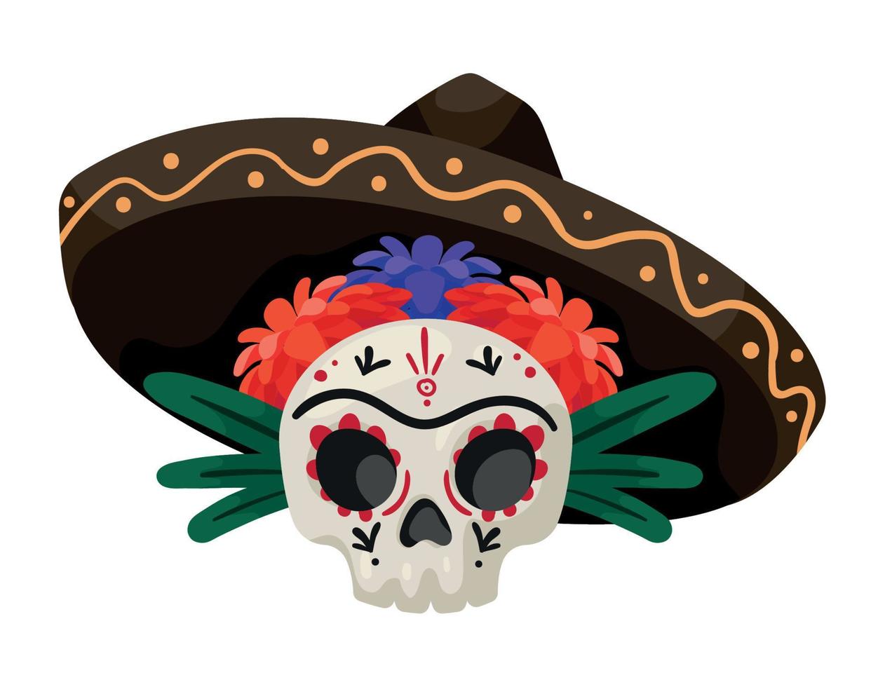 mexican mariachi skull vector
