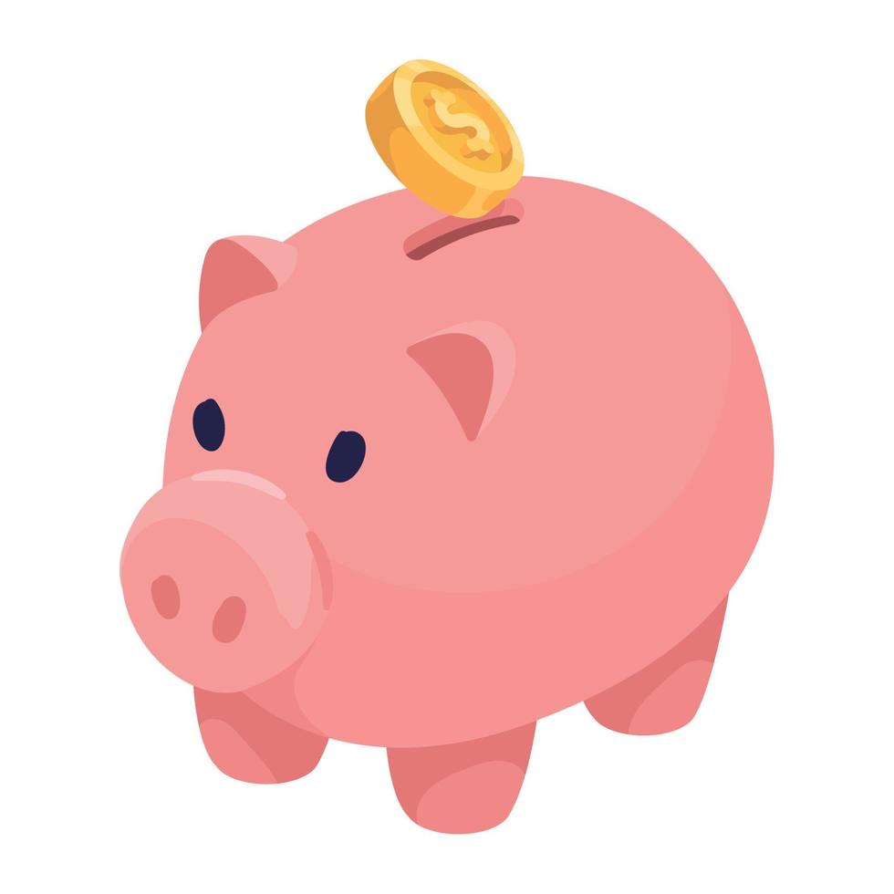 coin dollar in piggy vector