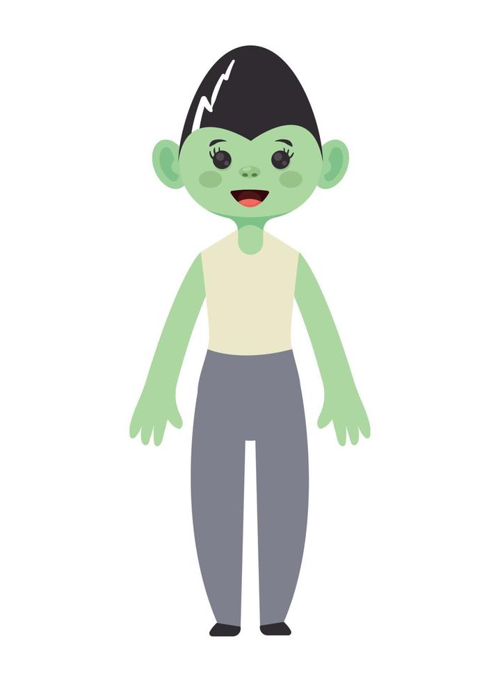 mujer con disfraz de frankenstein vector