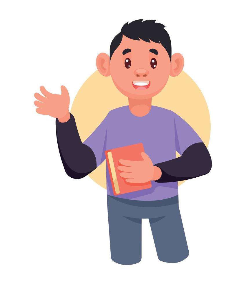 happy male reader with book vector