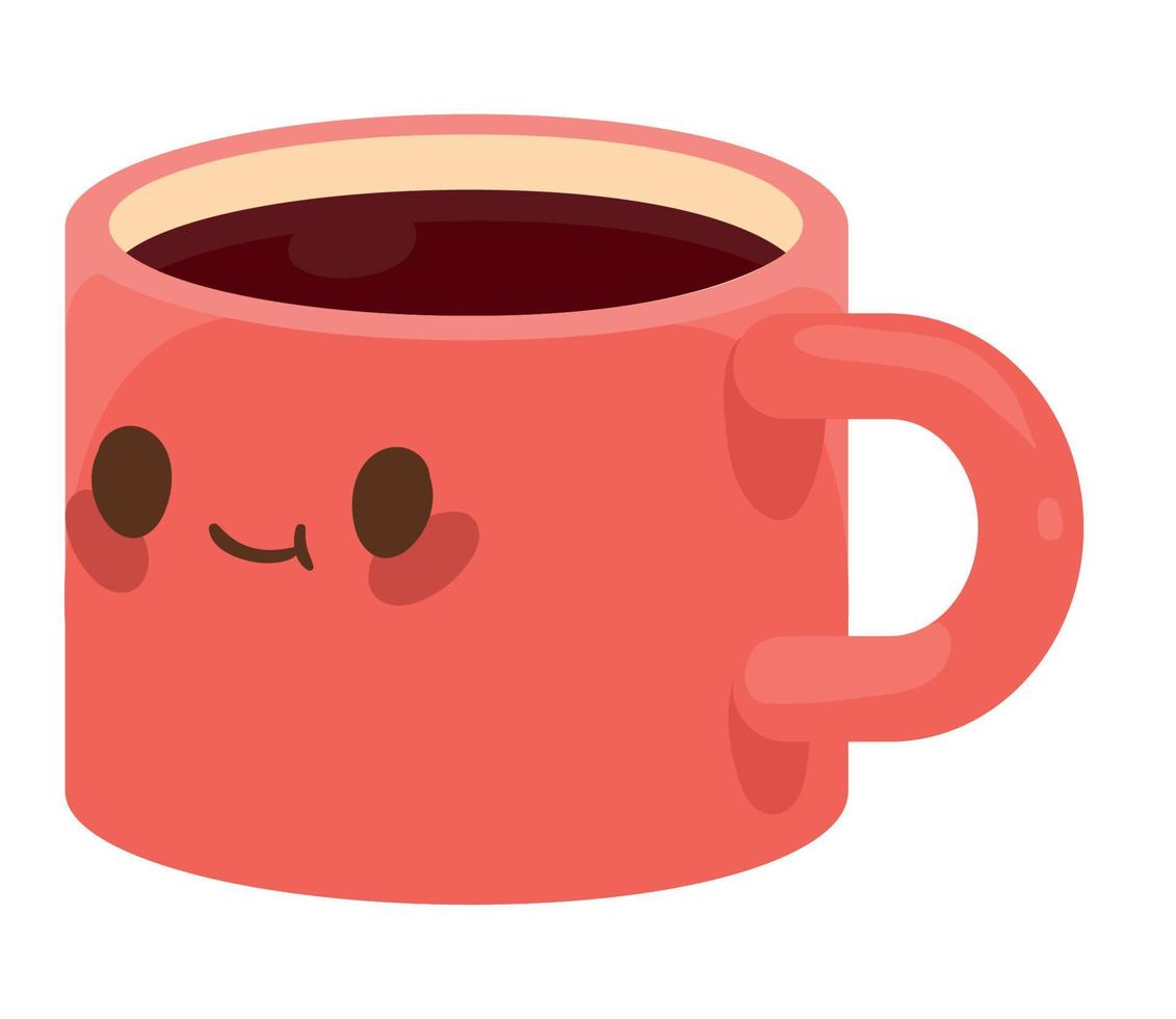 kawaii red coffee cup vector