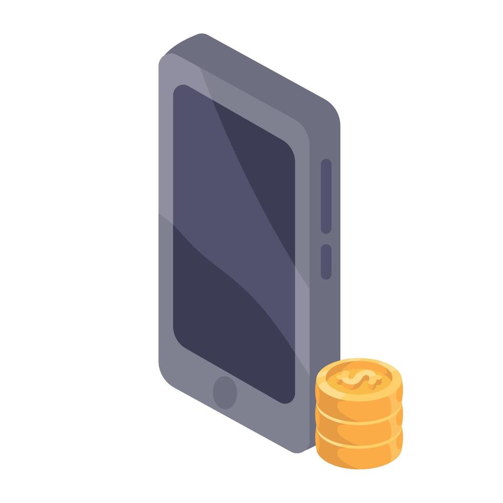 coins dollars with smartphone vector