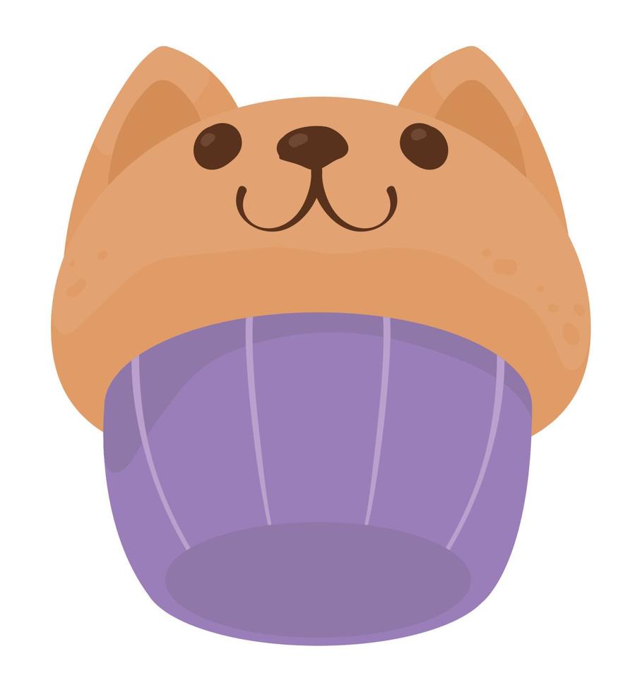 kawaii bear cupcake vector