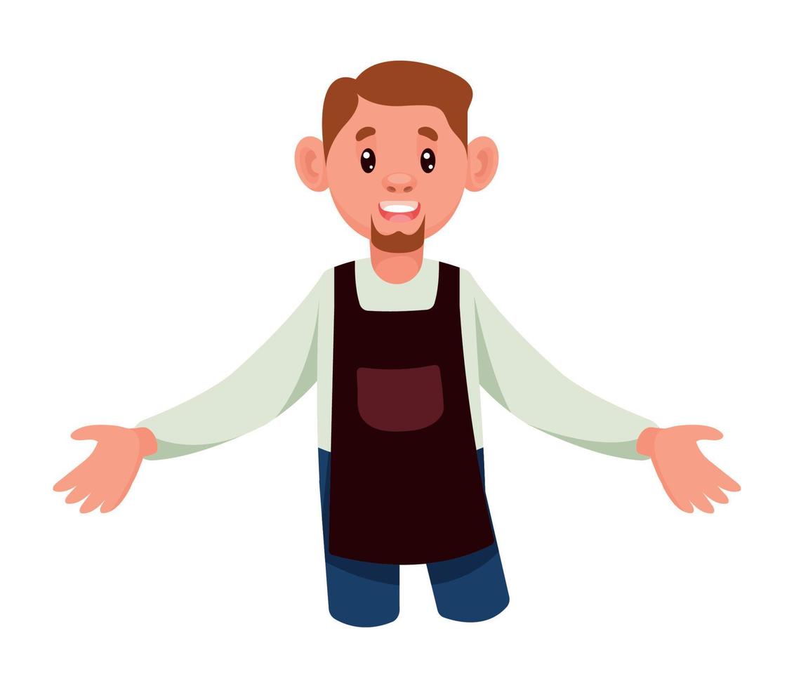 male barista with apron vector