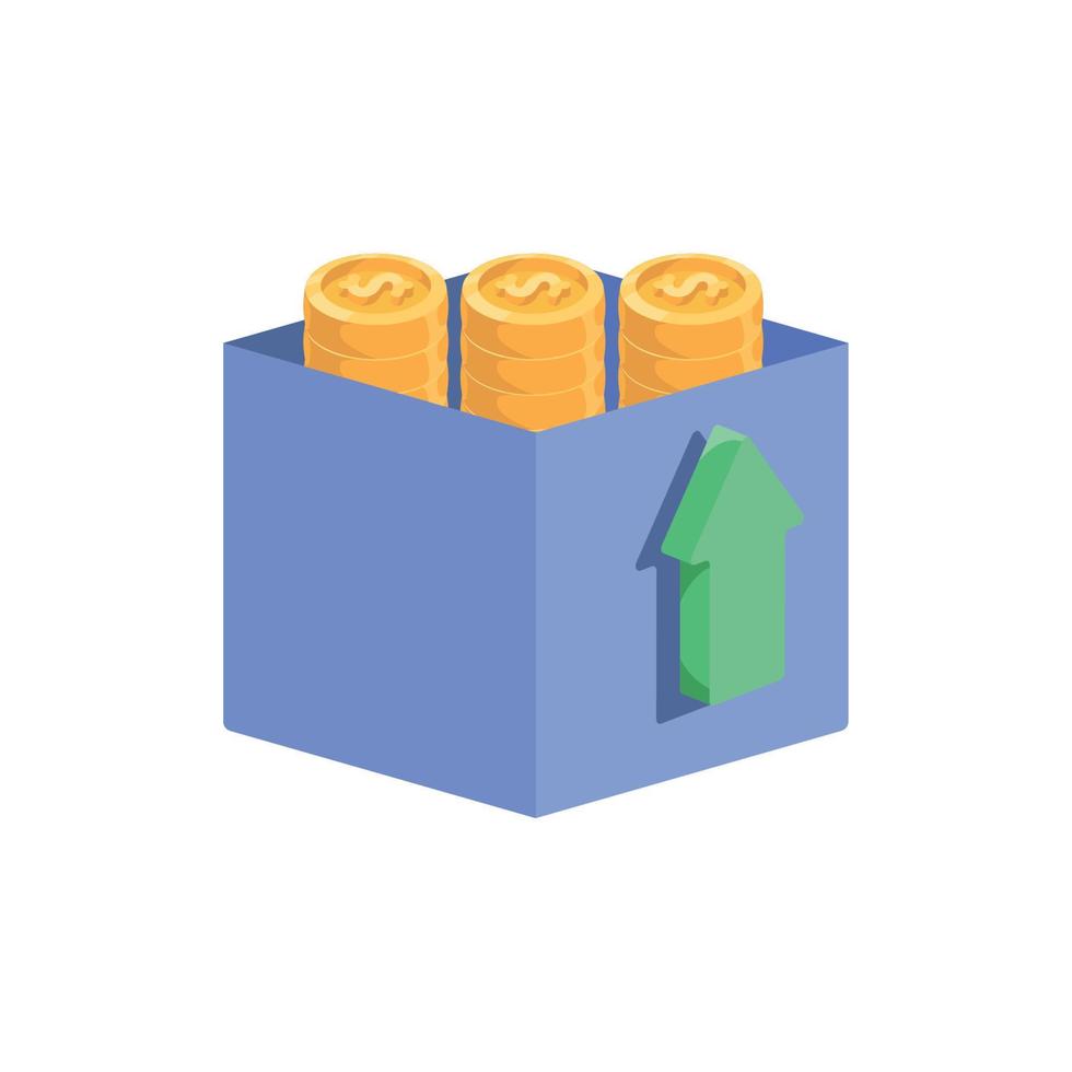 monedas de dolares en caja vector