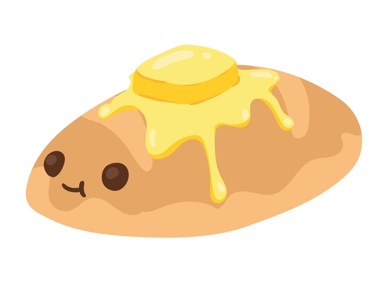 pan kawaii con mantequilla vector