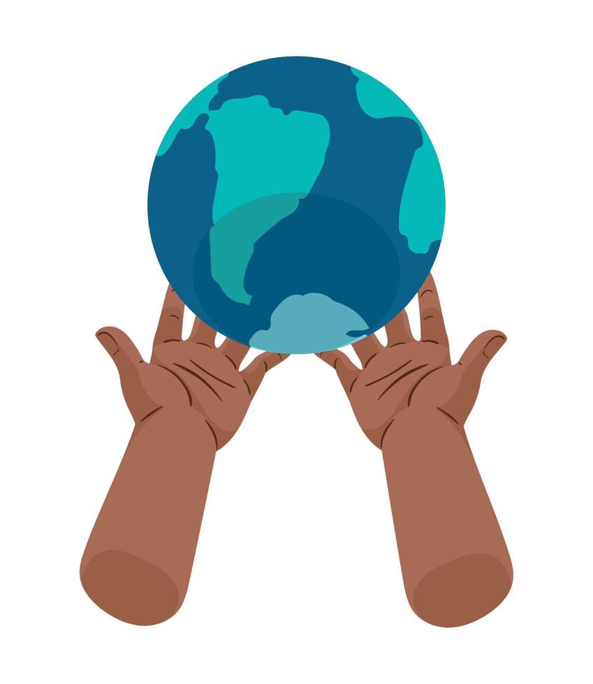 afro hands lifting earth vector