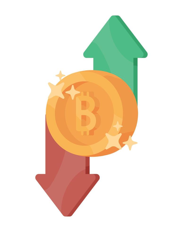 bitcoin con flechas vector