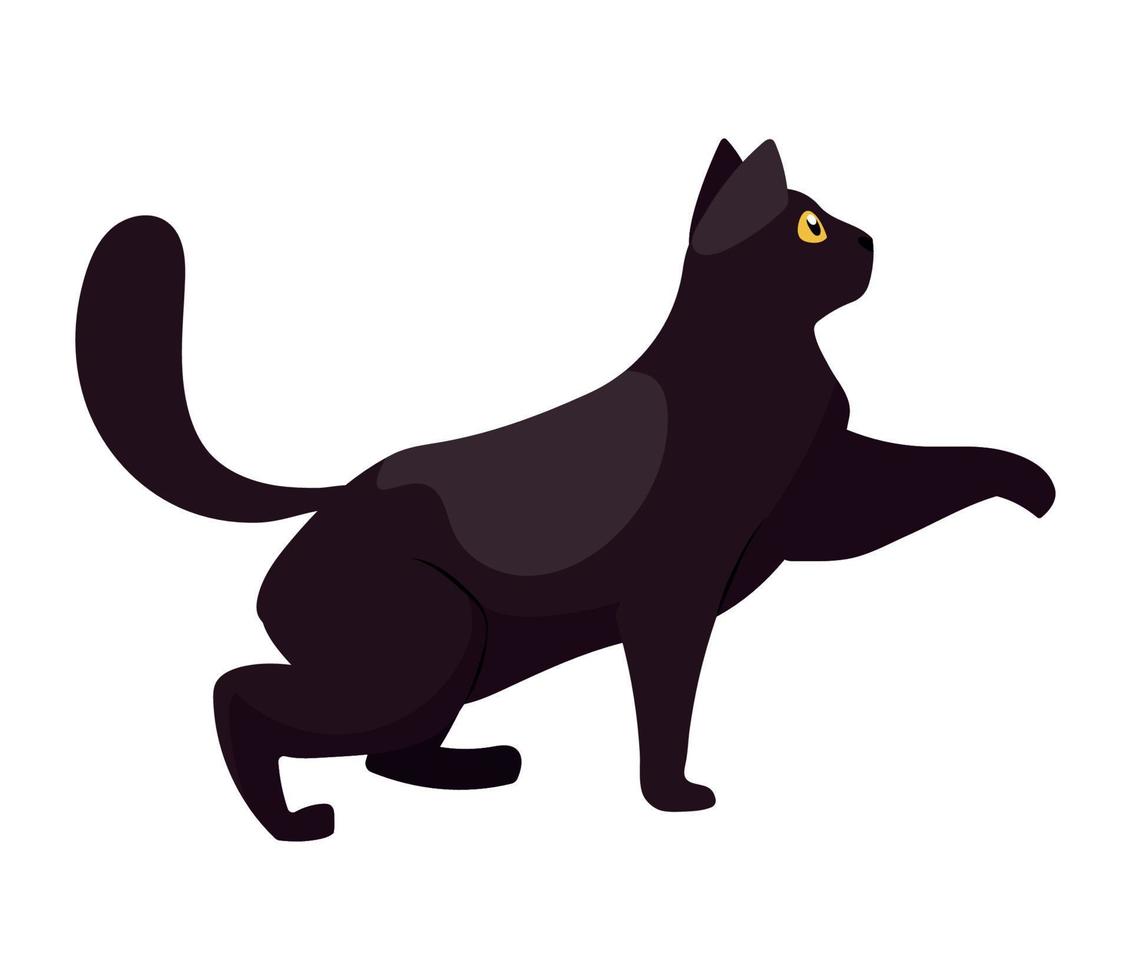 mascota de gato negro caminando vector